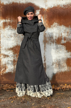 Юбка / с вышивкой / серый джинсовый