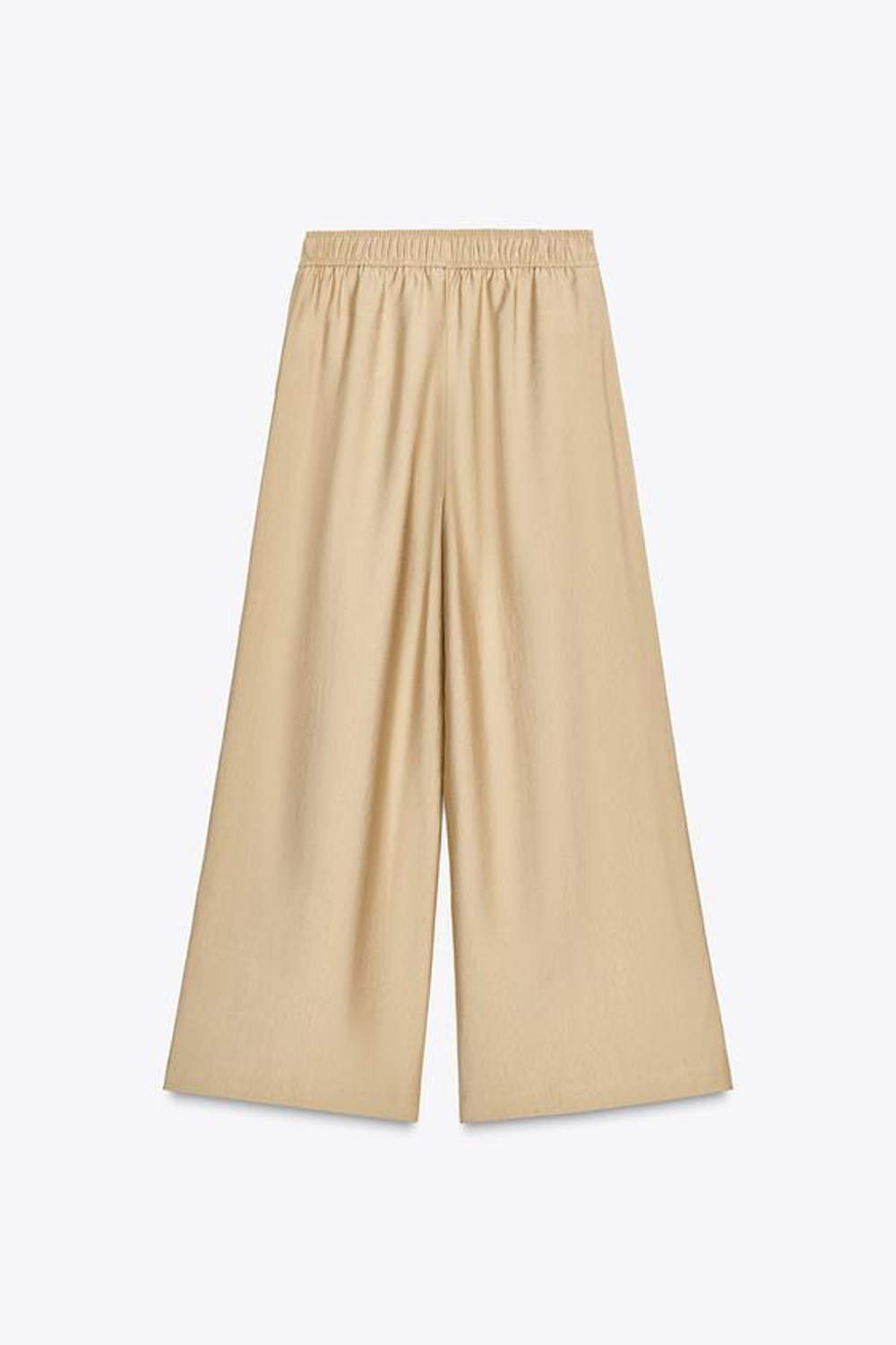 ZARA ШИРОКИЕ БРЮКИ С ЭЛАСТИЧНОЙ ТАЛИЕЙ, ПЕСОЧНЫЙ