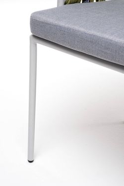 "Диего" стул плетеный из роупа, каркас из стали светло-серый (RAL7035) шагрень, роуп салатовый меланж круглый, ткань светло-серая