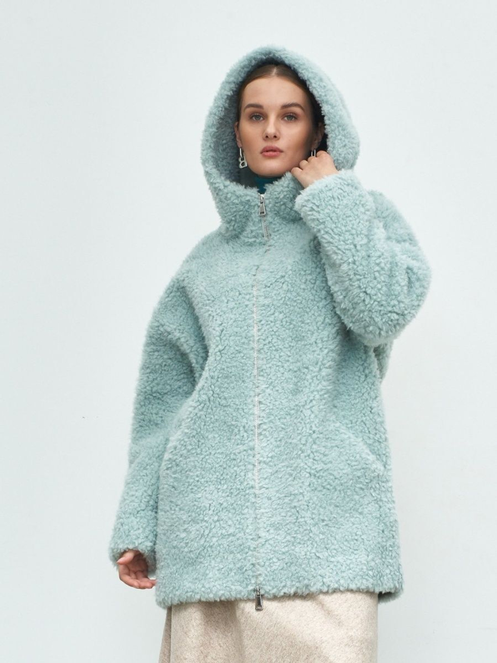 Шуба женская тедди чебурашка из шерсти, SilverFox (арт. S1257-001)