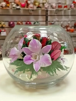 натуральные цветы в стекле, вакуум