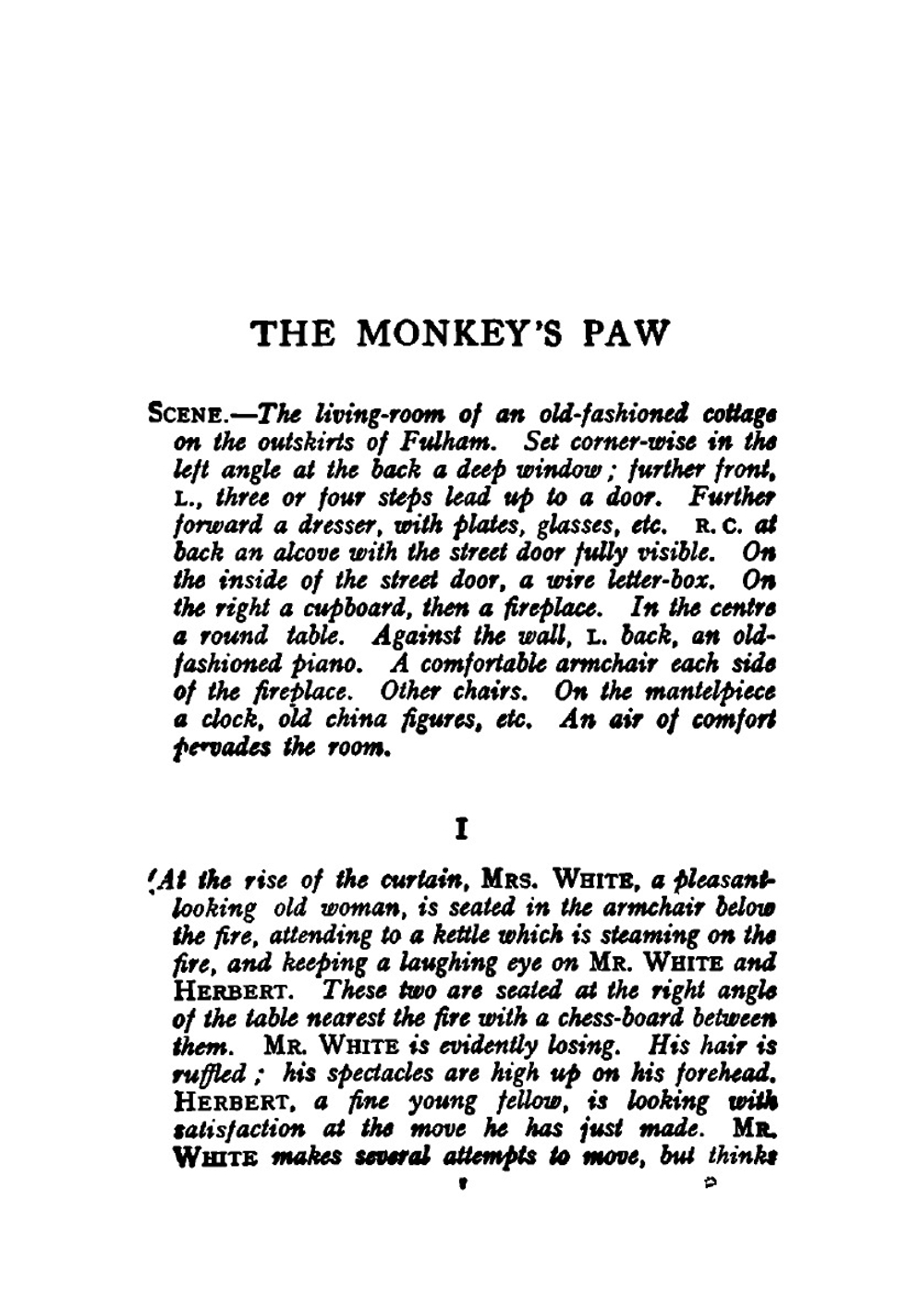 The Monkey's Paw. A Story in Three Scenes | W. W. Jacobs