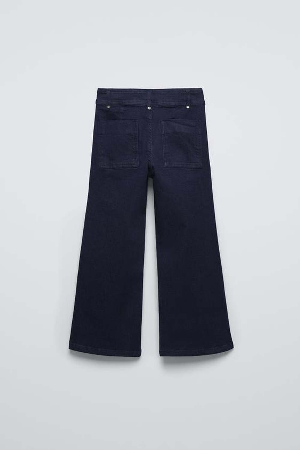 ZARA РАСКЛЕШЕННЫЕ ДЖИНСЫ С ДЕКОРАТИВНОЙ СТРОЧКОЙ, СИНИЙ