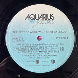 Винтажная виниловая пластинка LP The Best Of April Wine Rock Ballads (Canada 1981)