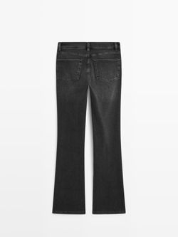 Massimo Dutti Расклешенные джинсы скинни с высокой посадкой, черный