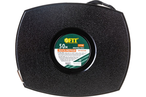 Рулетка 50 м, черный закрытый пластиковый корпус, стальная лента, 17750