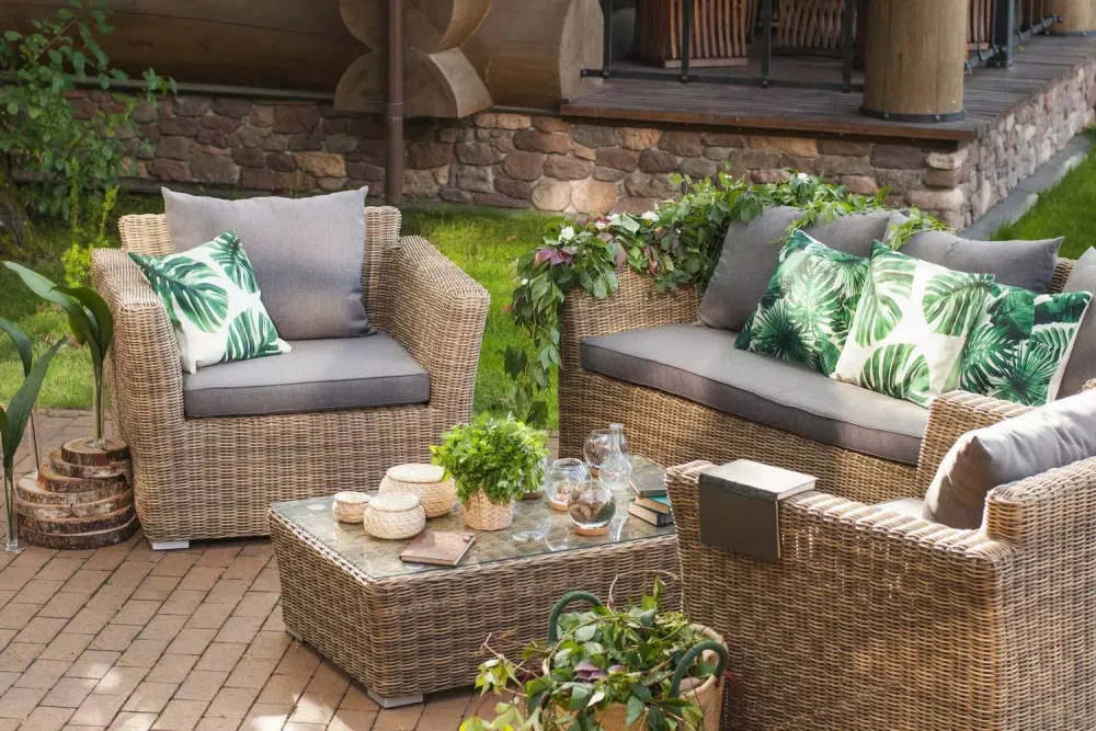 "Капучино" лаунж-зона из искусственного ротанга, цвет соломенный