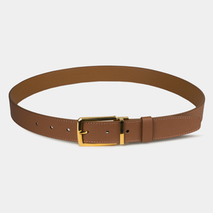 Ремень кожаный мужской из натуральной кожи сафьяно 35 мм, цвета карамель