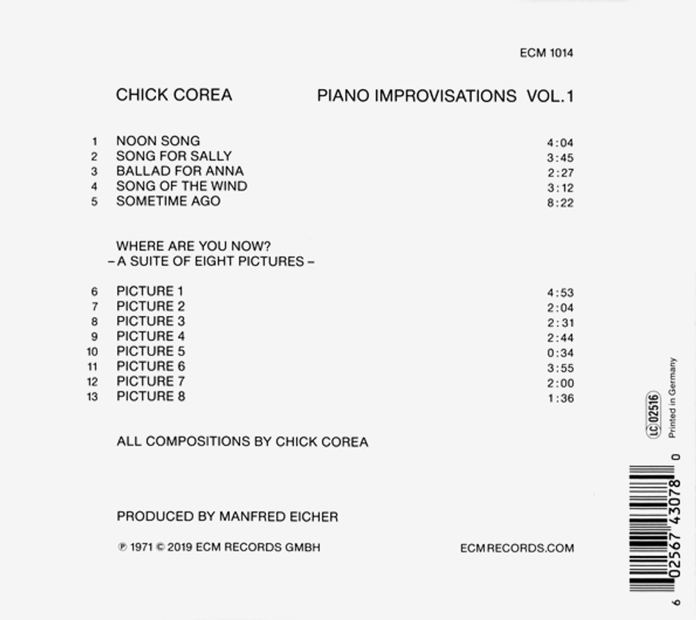 Chick Corea / Piano Improvisations Vol.1 (CD)
