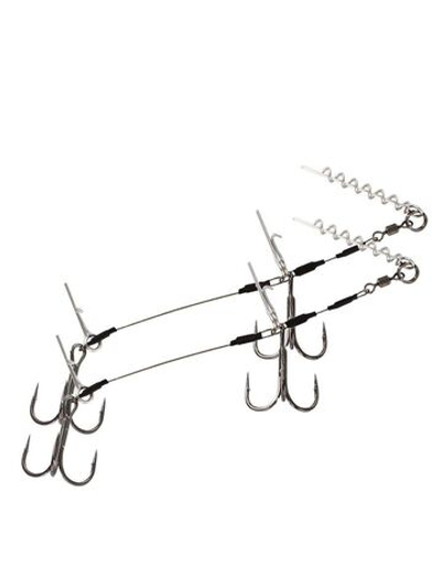 Стингер с пружиной и двумя тройниками Westin Pro Shallow Rig Double 1x7 40,8kg 12cm #1/0 (в упаковке 2 штуки)