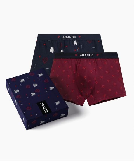 Трусы мужские боксеры (2шт) Atlantic 2GMH-029, хлопок, темно-синий + красный