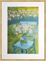 Картина авторская маслом на холсте в паспарту 40х50 см на стену для интерьера "Полевые цветы"