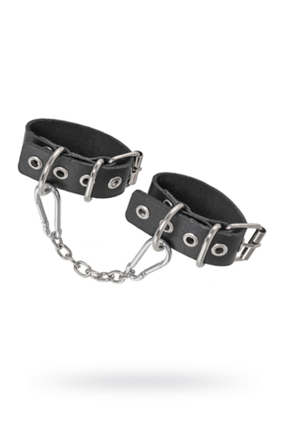 Наручники-браслеты из одного ремешка с люверсами натуральная кожа чёрные