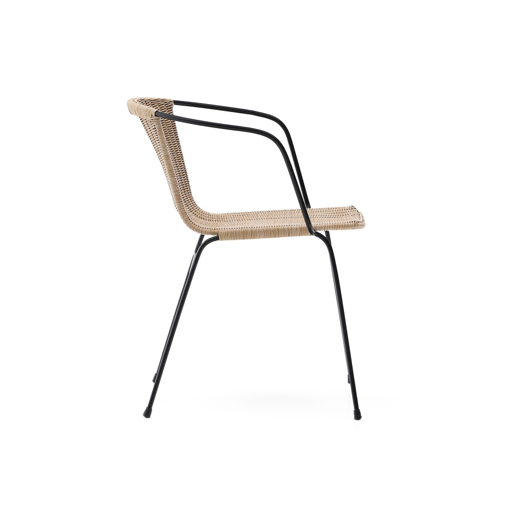Уличный стул Eltiera из искусственного ротанга с черной стальной рамой