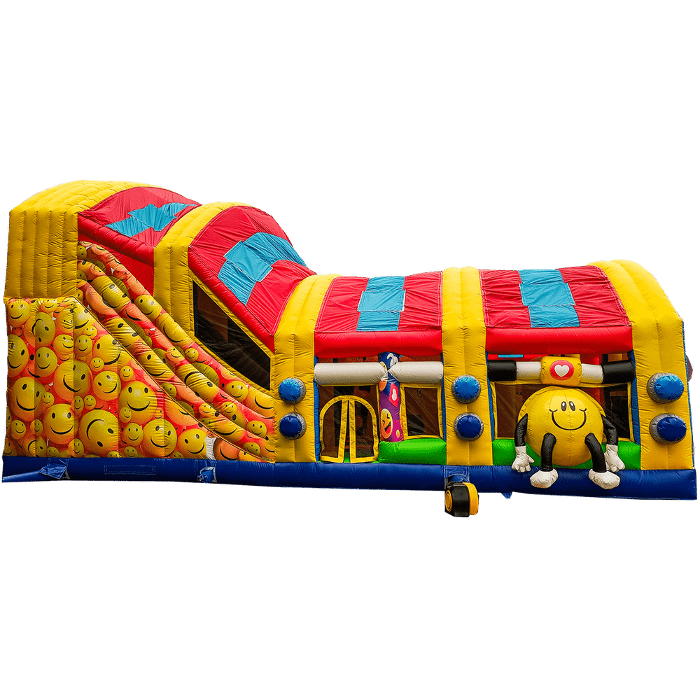 Коммерческий надувной батут «Смайлики» с крышей, размер 12*8*7 м