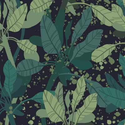 Ночные тропики на темном фоне, молочай