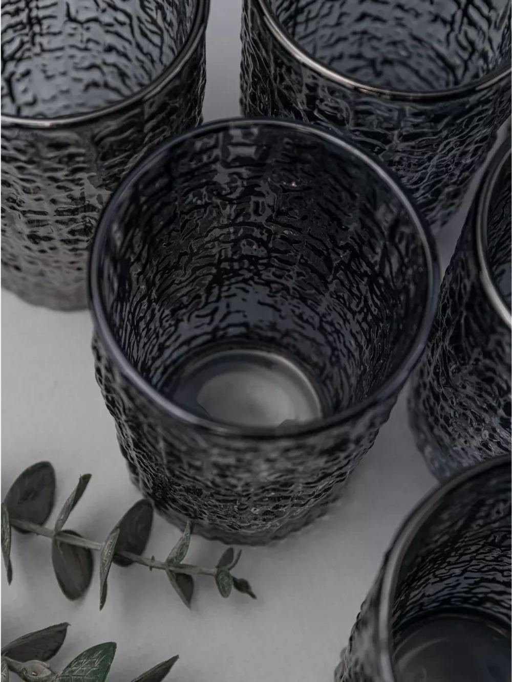 Набор стаканов с рельефным узором, 240 мл. 6 шт. Серые