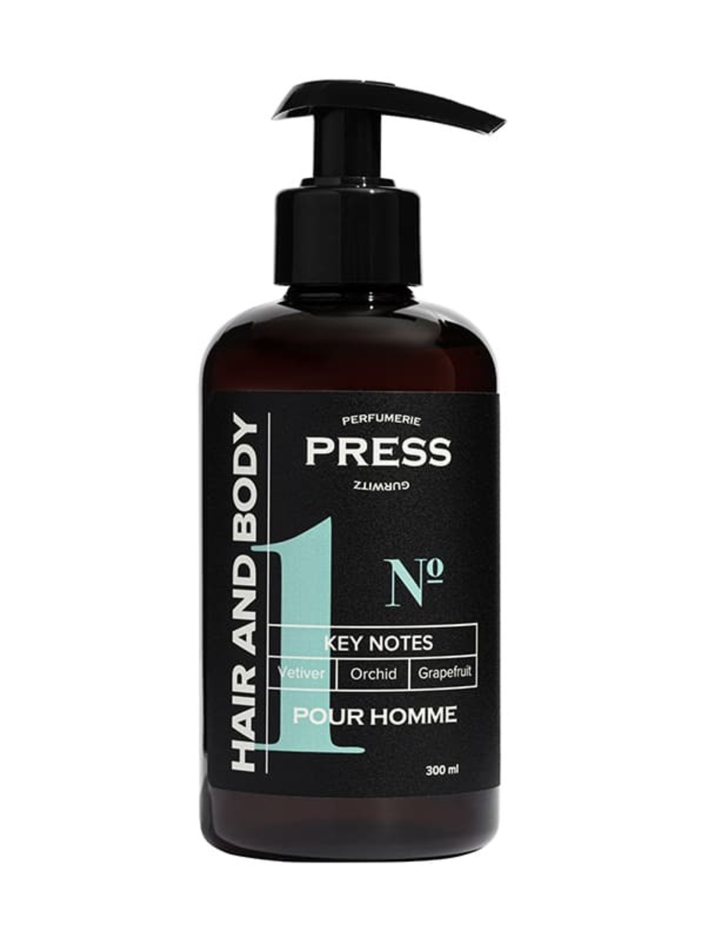 Мужской шампунь-гель 2 в 1 для волос и тела  № 1 Сardamom, Leather, Jasmine PRESS PGPRM1001/c