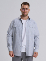 Сорочка мужская VESTER длинный рукав, цвет серый, клетка, хлопок/пэ 50314 48