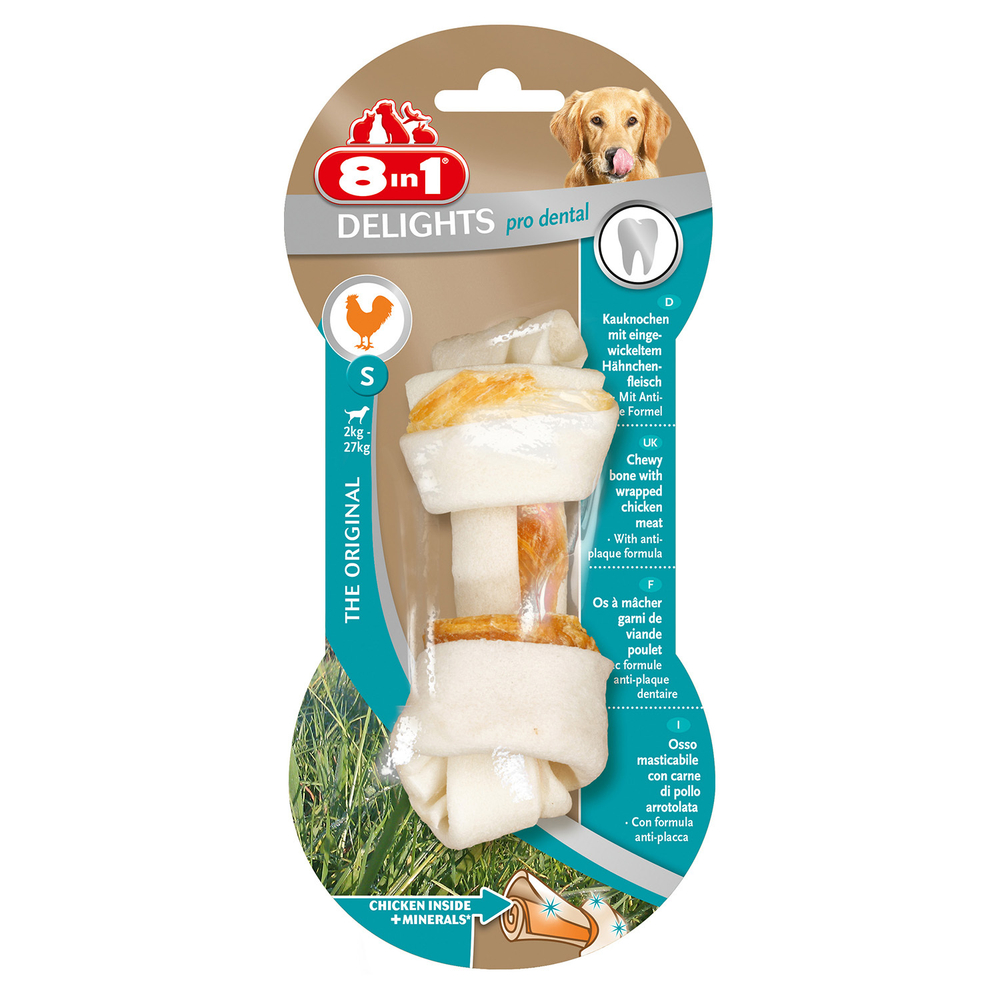 8in 1 Dental Delights S косточка с куриным мясом для мелких и средних собак с минералами 11 см