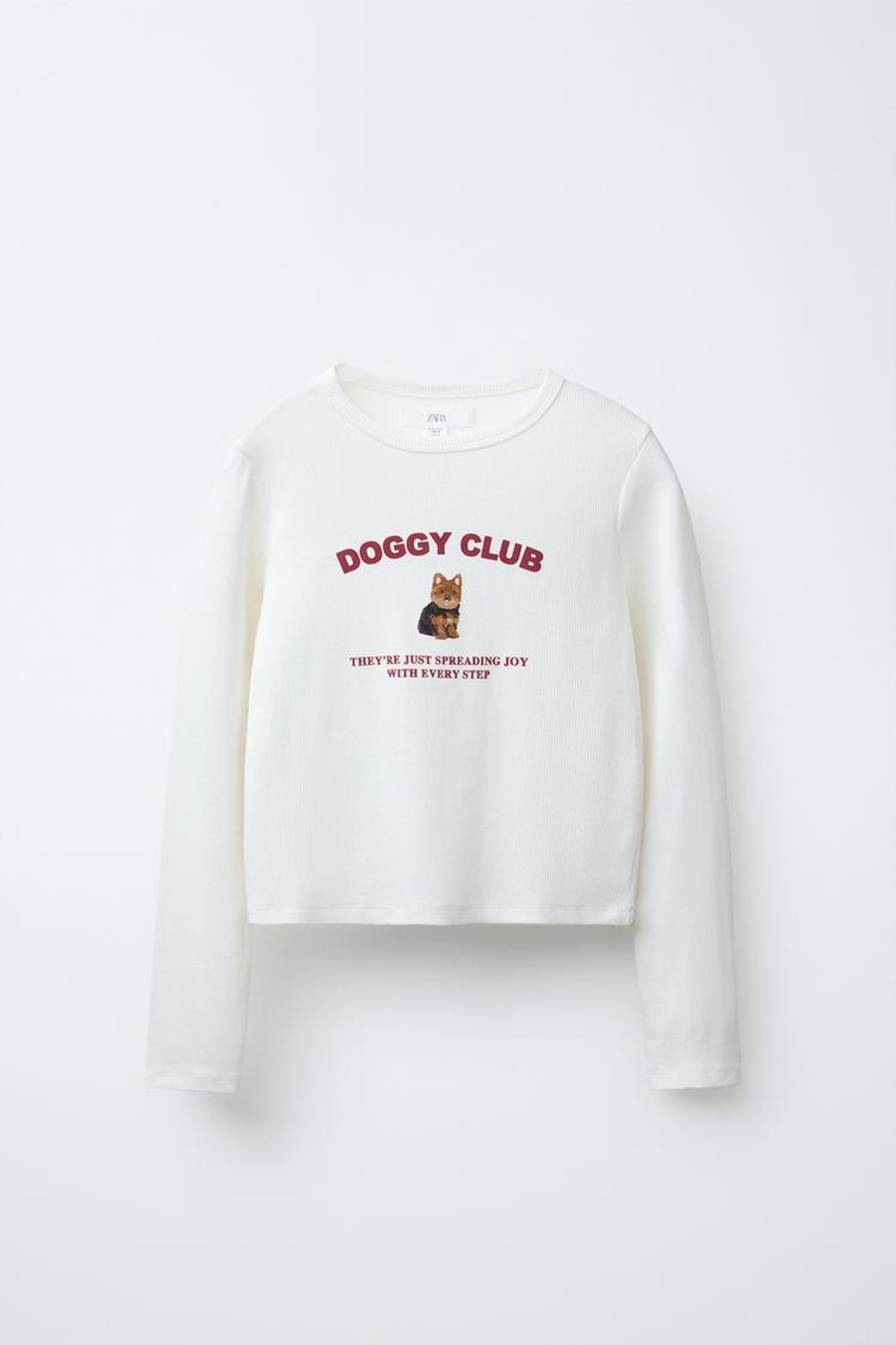 ZARA ФУТБОЛКА В РУБЧИК С ПРИНТОМ, БЕЛЫЙ