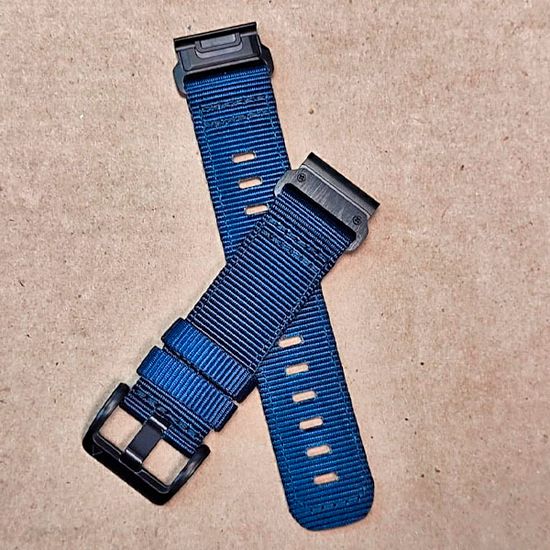 Ремешок тактический Tactix 22 мм. для Garmin Fenix 7 / 6 / 5, Forerunner 935 / 945 / 955, instinct, instinct 2, Epix Gen 2 нейлоновый быстросъемный на застежке (Синий)