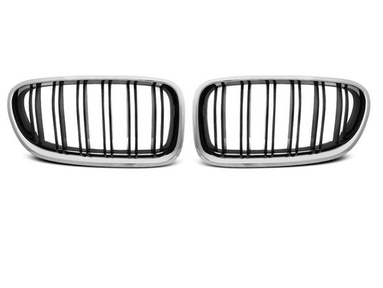 Решетки радиатора для BMW 5 F10 / F11 (10-16) черные глянцевые с хром окантовкой в стиле M5