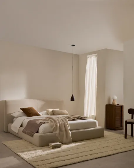 Кровать Blok бежевая со съемными чехлами под матрас 180х200 см