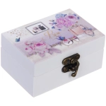 Шкатулка деревянная с зеркалом «МАРЦИПАН», пудровые пионы, 9.5*6.5*5см (в коробке)