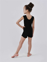 Комбинезон для гимнастики с шортами без рукава черный