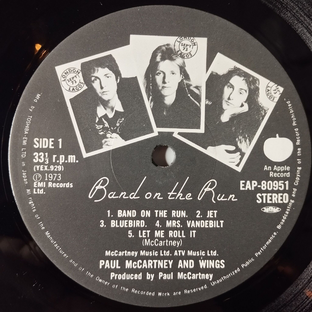 Винтажная виниловая пластинка LP Paul McCartney and Wings Band On The Run (Japan 1973) (No Obi) Mrs. Vandebilt