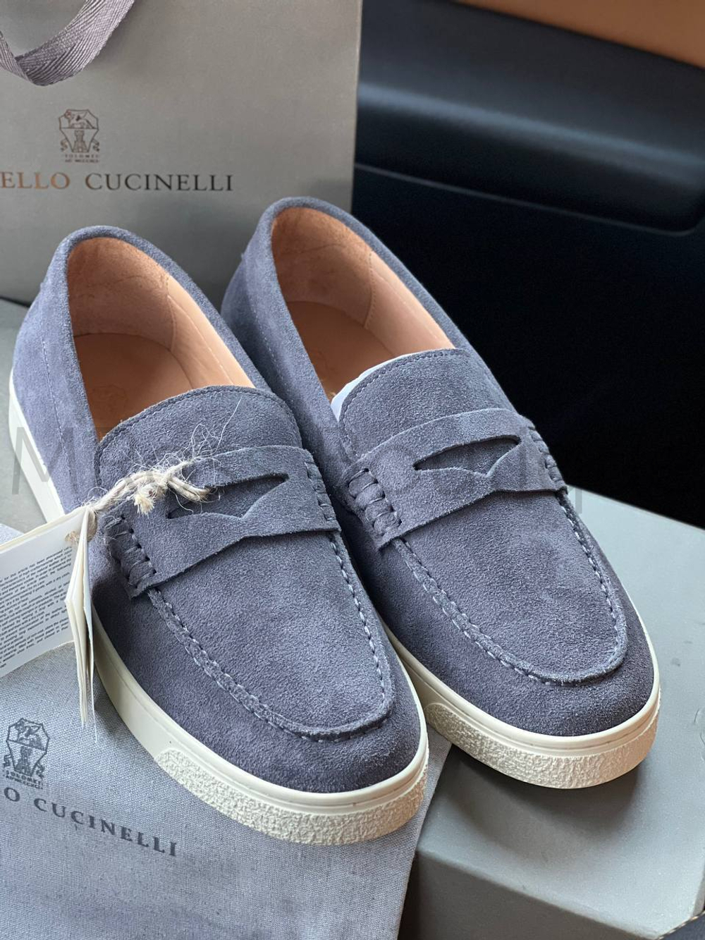 Мужские лоферы Brunello Cucinelli серого цвета