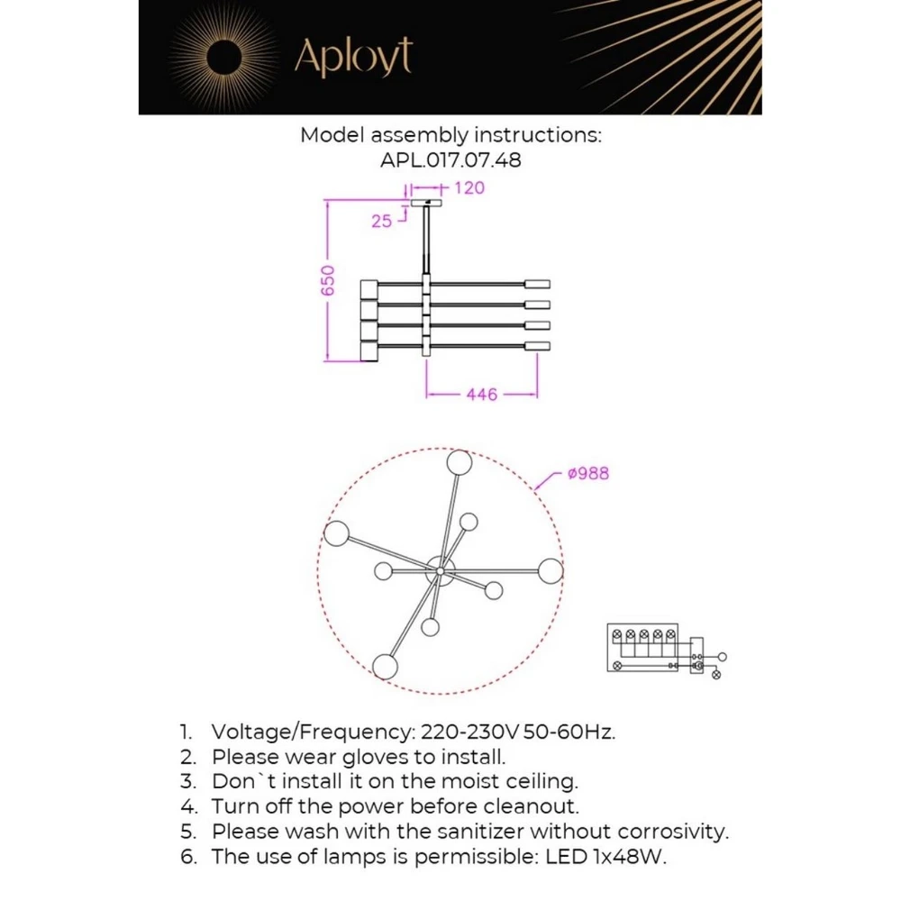 Люстра на штанге Aployt FRANIA APL.017.07.48