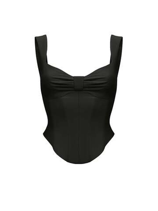 Драпированный удлиненный корсетный топ из эко-кожи