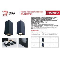 Декоративная подсветка ЭРА WL38 BK MR16/GU10 (2 шт.), черный, для интерьера, фасадов зданий | Фасадная декоративная подсветка