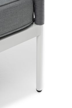 "Канны" левый модуль плетеный из роупа, каркас алюминий белый шагрень, роуп светло-серый круглый, ткань светло-серая