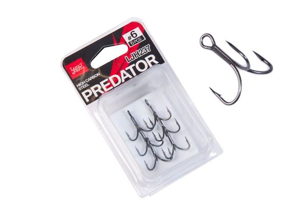 Крючки-тройники Lucky John PREDATOR LJH237 №6, 6 шт.