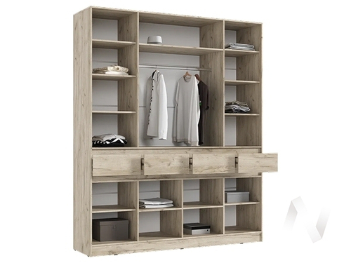 Шкаф 4-х ств МС Роджина (дуб крафт серый/кашемир; дуб крафт серый)