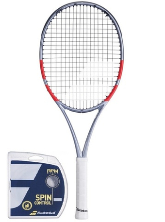 Теннисная ракетка Babolat Pure Strike 100 16/19 4-gen - grey/fluo strike + Струны