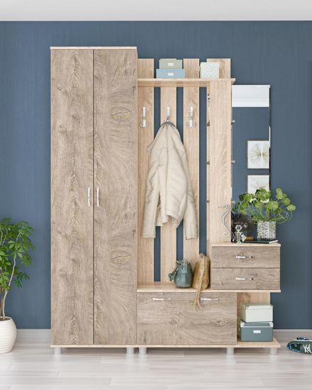 Прихожая модульная МИКС-АРТ  дуб сонома / дуб эндгрейн необработанный