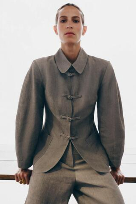 ZARA БРЮКИ-БАЛЛОНЫ ZW COLLECTION, СЕРЫЙ МЕЛАНЖ