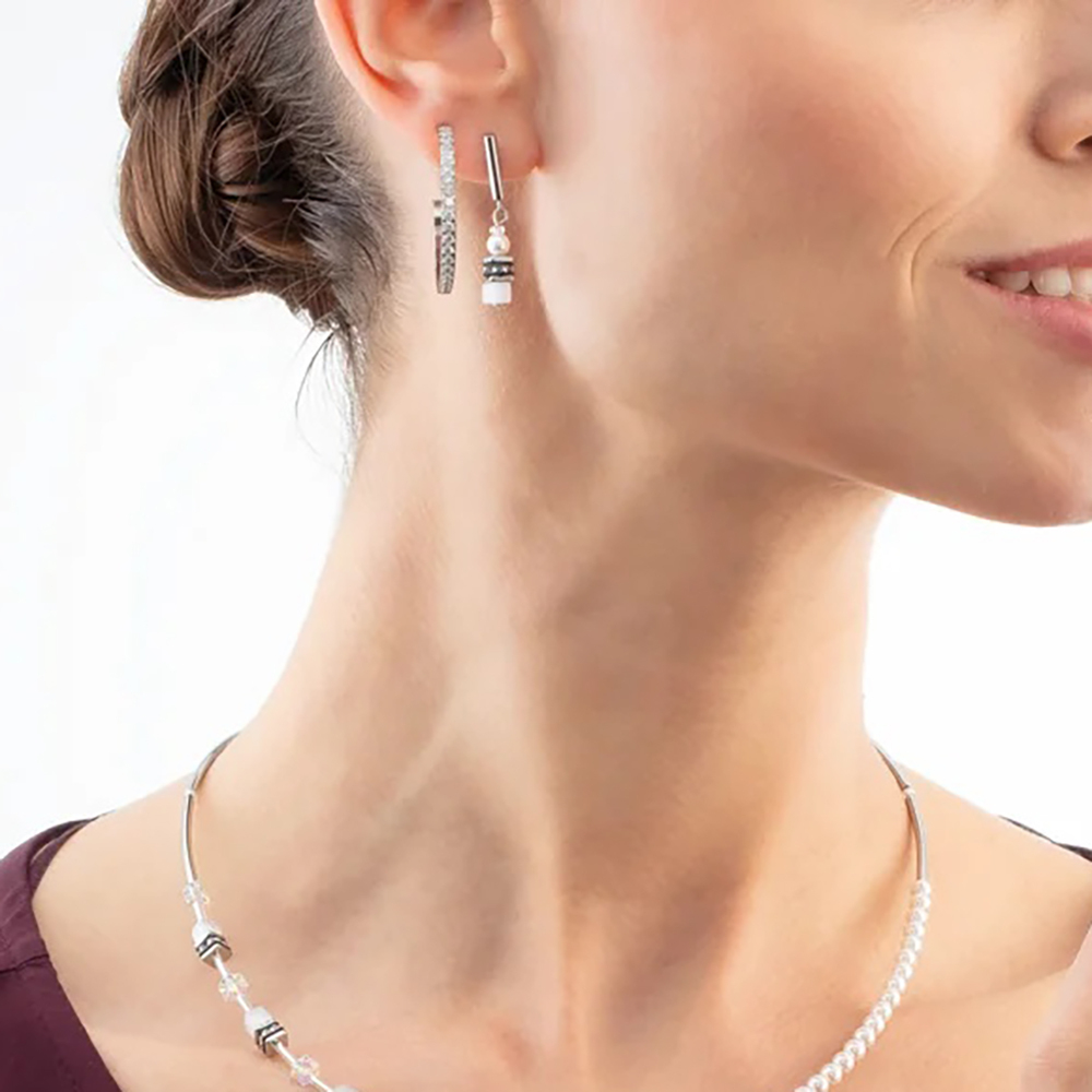 Серьги Coeur de Lion Hoop Crystal-Silver 30мм 0147/23-1817