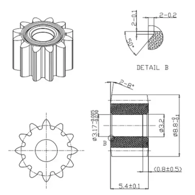 RS550 12 зубьев (8,5 х 5,5 мм) 18 V 23000RPM Двигатель постоянного тока для электрической дрели / шуруповерта