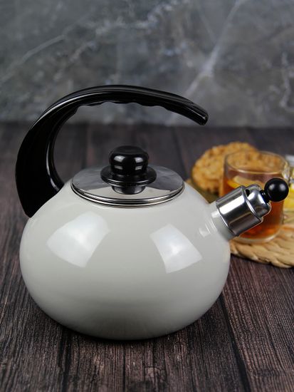 Чайник 2,5 л. эмалированный со свистком Kamille KM 1039B с черной бакелитовой ручкой