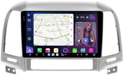 Магнитола для Hyundai Santa Fe 2 CM 2006-2012 (рамка серебро) - FarCar S500-TS20 монитор 9.5" 2K QLED на Android 14, Быстрейшая, CarPlay, 4G SIM-слот