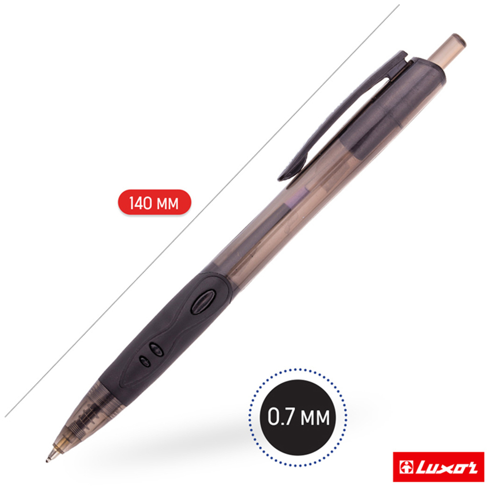 Ручка шариковая автоматическая Luxor "Micra" черная, 0,7мм, грип