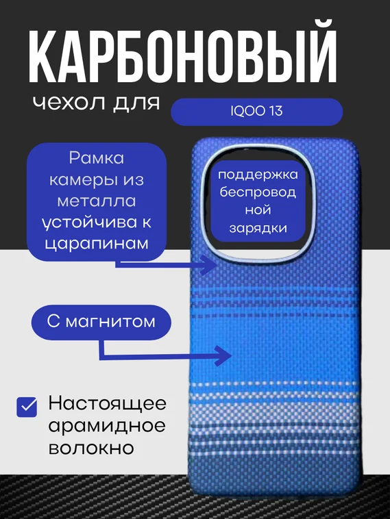 Карбоновый чехол для IQOO 13 с MagSafe ночной-синий (Night-Blue)