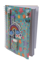 Записная книжка "Dreams", 21*14,5см, 80 л, линия, с ПВХ пеналом, 2 карандаша, ластик, линейка