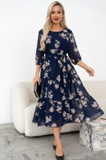 Платье Хелен (синий/цветы)-52р-р Р11-2075/7 Nikol