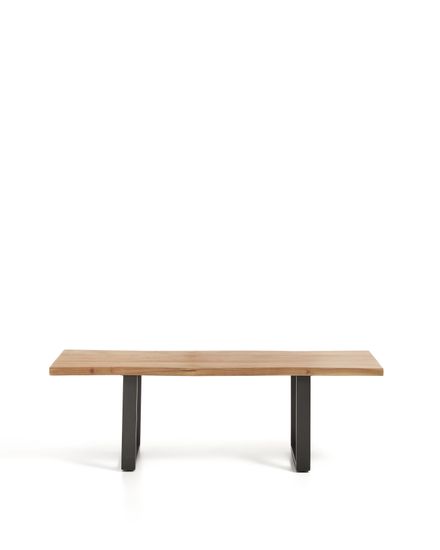 Скамейка Uxue из массива акации с черными стальными ножками, 140 x 45 см